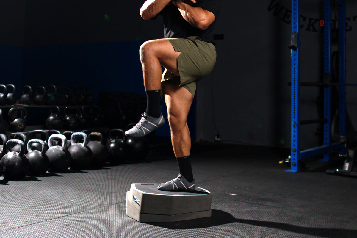 A single XDECK under one foot for a standing balance