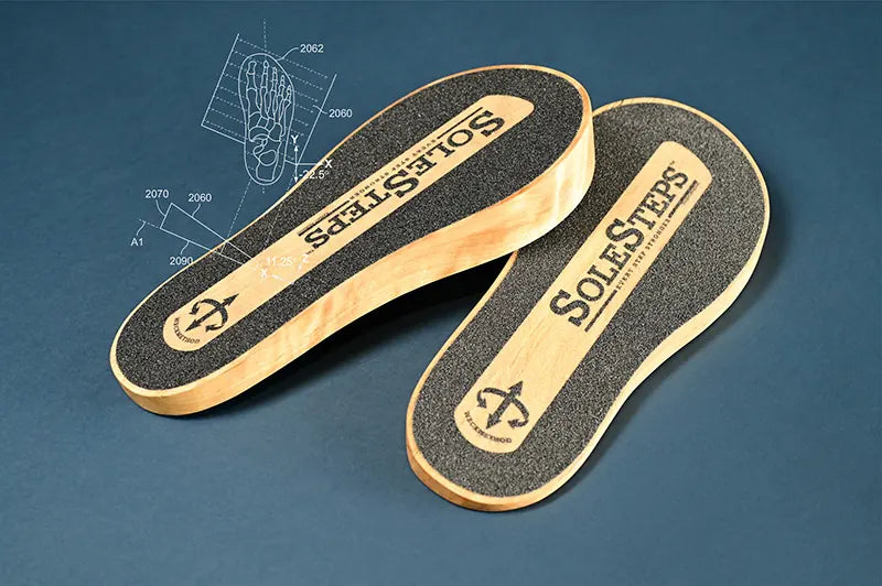 SoleSteps platforms with patent line art